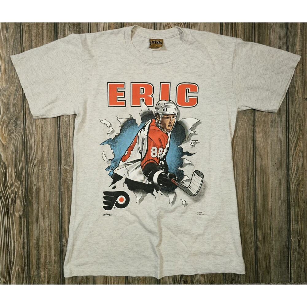 Philadelphia Flyers Vintage 90's Eric Lindros Player Tee Shirt Medium NHL Nutmeg